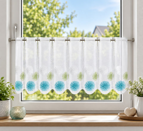 Scheibengardine mit Ösen Rawlins blau grün HxB 45x140cm