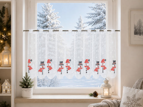 Scheibengardine Schneemann HxB 50x140cm Winter Schnee Flocke