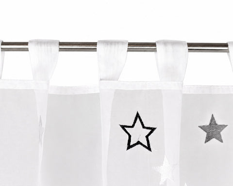 Design Schlaufen Scheibengardine große Sterne (bestickt)