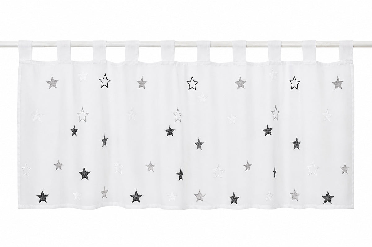 Design Schlaufen Scheibengardine große Sterne (bestickt)