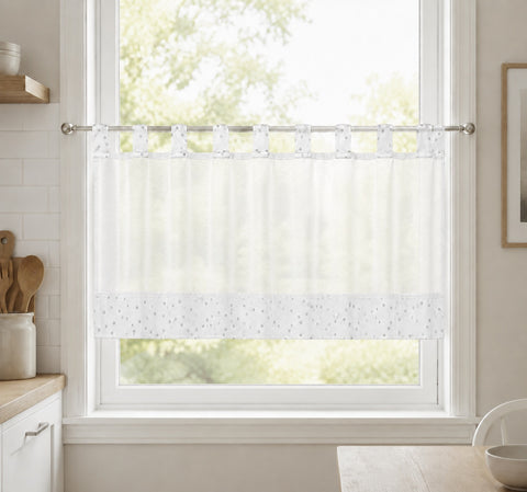 Design Schlaufen Scheibengardine kleine Sterne (leuchtend)