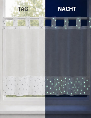Design Schlaufen Scheibengardine kleine Sterne (leuchtend)
