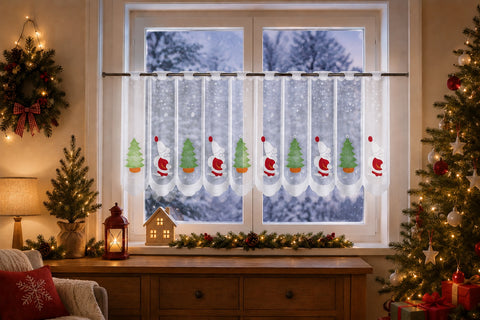 Scheibengardine Weihnachtsbaum Weihnachtsmann HxB 50x140cm