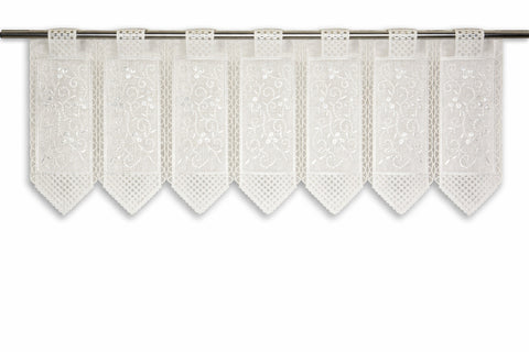 nach Maß Scheibengardine bestickt weiß Ranke Höhe 23/45/60cm Bistro Hardanger