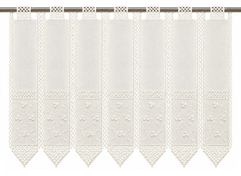 nach Maß Scheibengardine bestickt weiß Ranke Höhe 23/45/60cm Bistro Hardanger