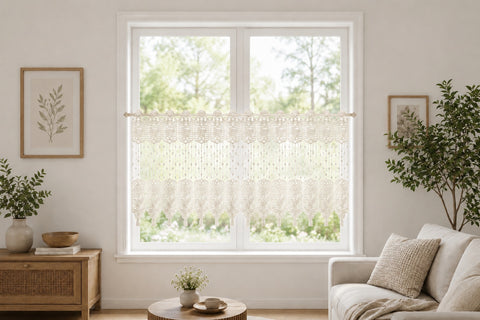 Scheibengardine Macramé weiß HxB 58x143cm 2660