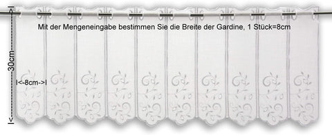 Scheibengardine bestickt weiß Ranke nach Maß