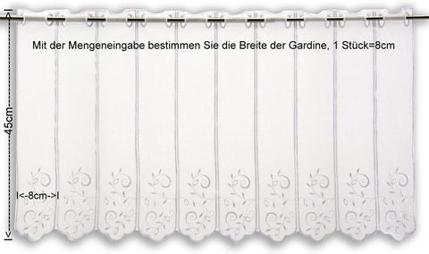 Scheibengardine bestickt weiß Ranke nach Maß