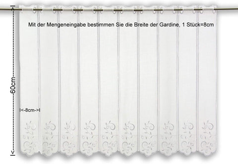 Scheibengardine bestickt weiß Ranke nach Maß