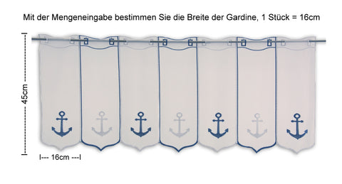 Scheibengardine Anker blau weiß nach Maß