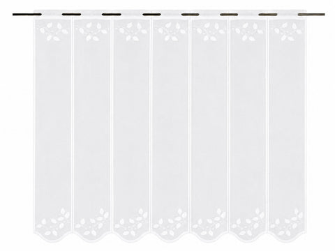 Nach Maß Scheibengardine Jacquard weiß Blätter in 4 versch. Höhen