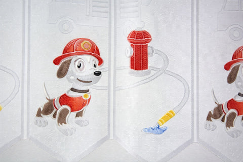 nach Maß Scheibengardine Feuerwehr Hund Höhe 50cm Bistrogardine Kinderzimmer