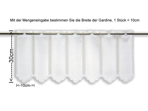 Nach Maß Scheibengardine weiß Höhe 30/45/60/90cm 7002
