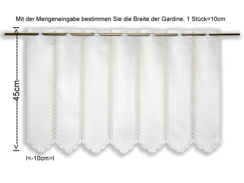 Nach Maß Scheibengardine weiß Höhe 30/45/60/90cm 7002