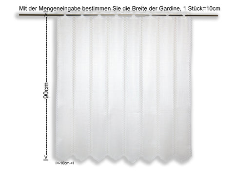 Nach Maß Scheibengardine weiß Höhe 30/45/60/90cm 7002