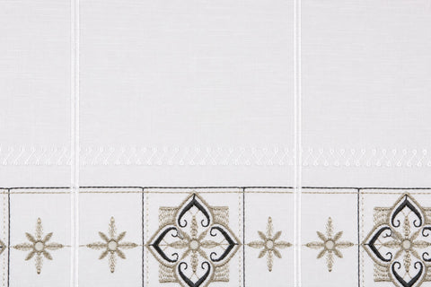 nach Maß Scheibengardine Ornament Blume bestickt Höhe 45/60cm