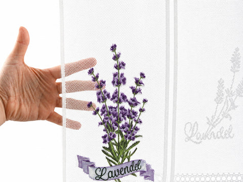nach Maß Scheibengardine Lavendel Höhe 45/60cm Bistro Panneau lila Jacquard