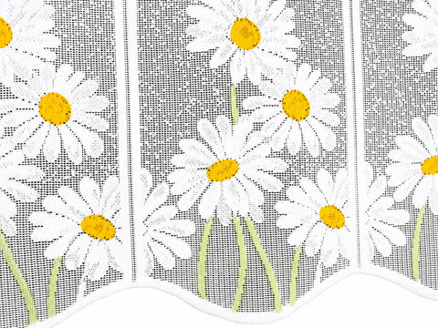 Nach Maß Scheibengardine Jacquard Bistrogardine Margerite gelb weiß Höhe 45/60cm