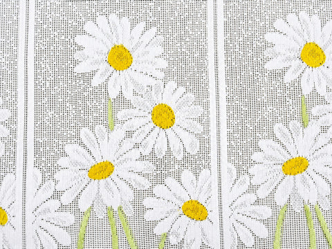 Nach Maß Scheibengardine Jacquard Bistrogardine Margerite gelb weiß Höhe 45/60cm