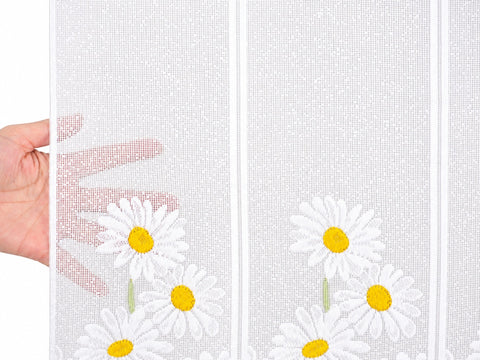 Nach Maß Scheibengardine Jacquard Bistrogardine Margerite gelb weiß Höhe 45/60cm