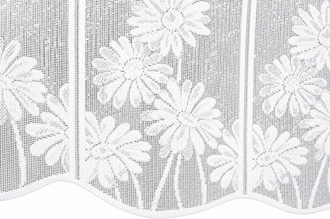 Nach Maß Scheibengardine Jacquard Bistrogardine Margerite weiß Höhe 45/60cm