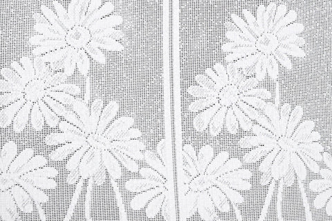 Nach Maß Scheibengardine Jacquard Bistrogardine Margerite weiß Höhe 45/60cm