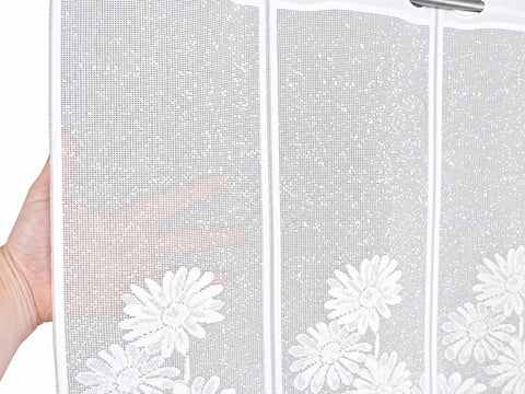 Nach Maß Scheibengardine Jacquard Bistrogardine Margerite weiß Höhe 45/60cm