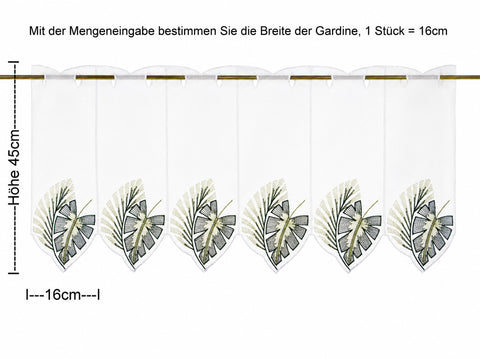 nach Maß Scheibengardine Monstera grün Höhe 45cm