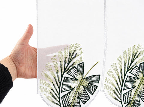 nach Maß Scheibengardine Monstera grün Höhe 45cm