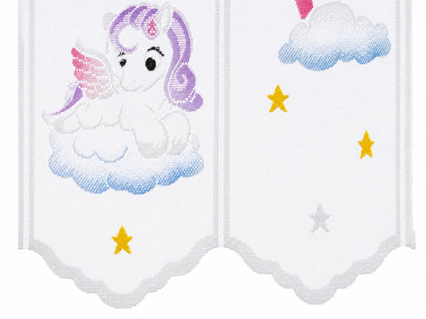 nach Maß Scheibengardine Pegasus Höhe 50cm Bistrogardine Kinderzimmer Einhorn