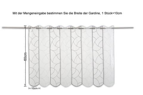 Scheibengardine taupe weiß bestickt Höhe 45/60cm nach Maß