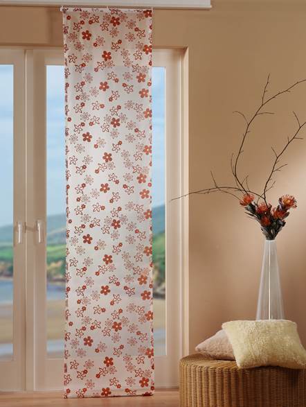 Schiebevorhang Flächenvorhang Voile mit Flockdruck 57x245cm Gardine terra Blume