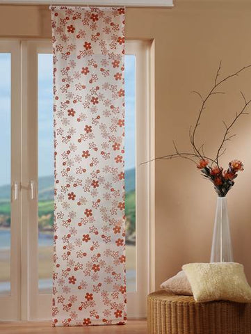 Schiebevorhang Flächenvorhang Voile mit Flockdruck 57x245cm Gardine terra Blume