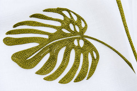 Schlaufenschal Monstera bestickt transparent 2489 BxH 140x245cm