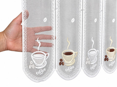 nach Maß Scheibengardine Kaffee Tasse Höhe 45/60cm