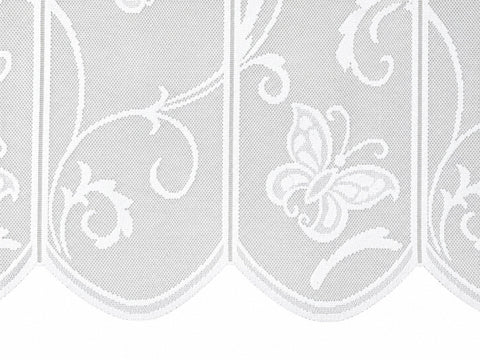 nach Maß Scheibengardine Jacquard Schmetterling weiß Höhe 45/60cm 7065