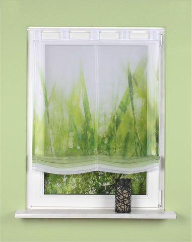 Digitaldruck Schlaufen Raffrollo Plymouth grün BxH 45/60/80/100/120x140cm