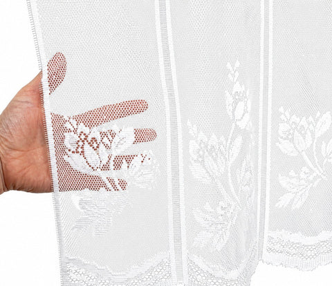 Scheibengardine Jacquard Blumen weiß HxB 45x150cm