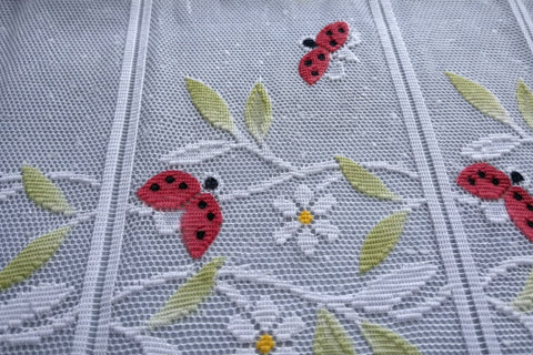 Scheibengardine Marienkäfer HxB 50x153cm Jacquard bedruckt transparent rot weiß