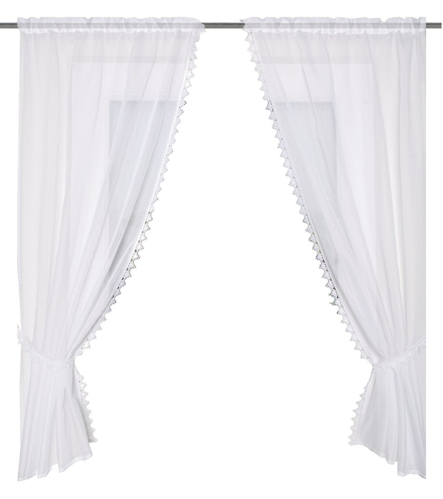 Raffgarnitur aus Batist mit Macraméeborte 2x 75x125cm