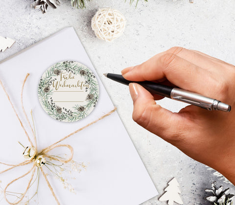 24x hochwertige Etiketten "Frohe Weihnachten" rund hohe Klebekraft 5cm Aufkleber