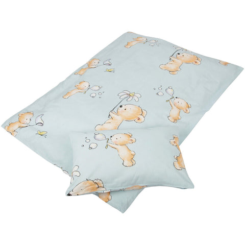 Kinder Bettwäsche 2-tlg 100x135cm/40x60cm Bärchen blau Baumwolle Reißverschluss