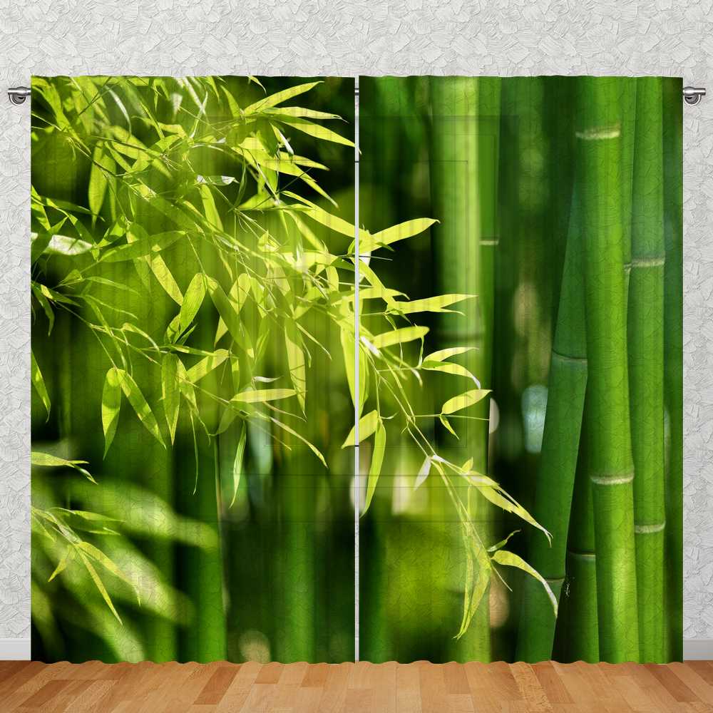 2-tlg. Set Schal mit Druckmotiv Bambus BxH 270x245cm (2x BxH 135x245cm) (transparent)