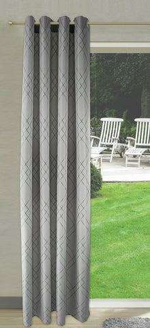 Ösenschal bestickt Raute grau silber BxH 140x245cm