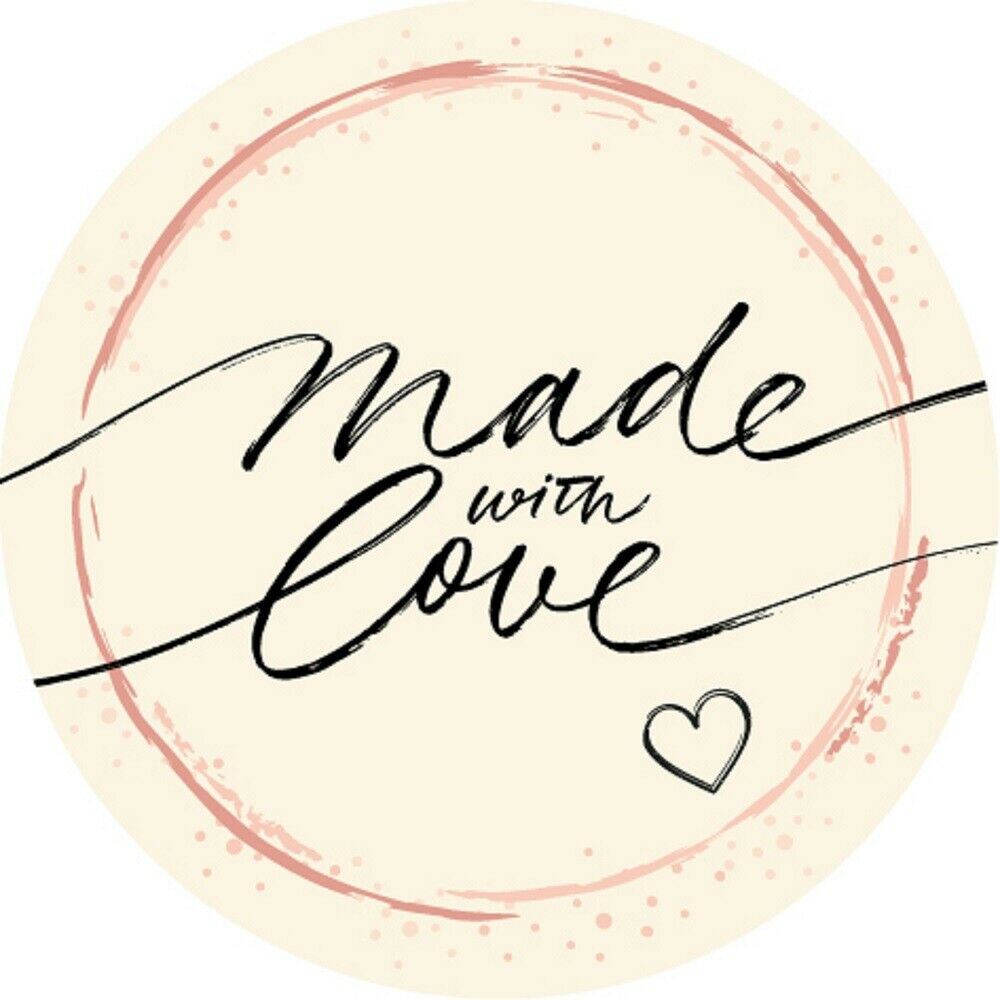 48x hochwertige Etiketten "Made with Love" rund hohe Klebekraft 4cm Aufkleber matt