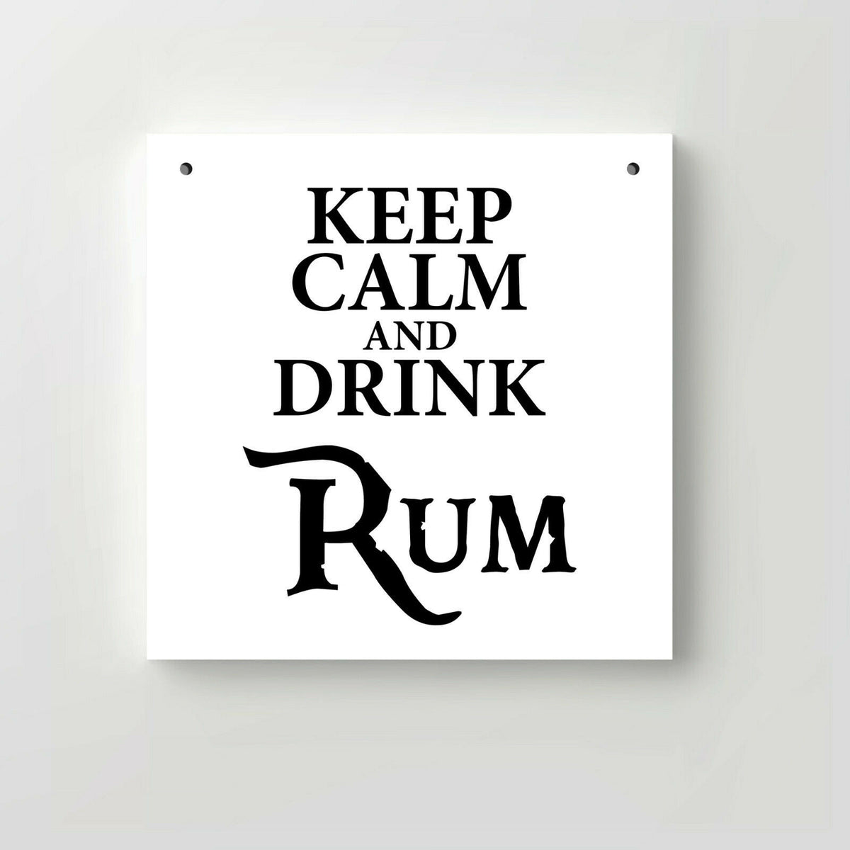 Holzschild "Keep calm and drink Rum" bedruckt 20x20cm Deko