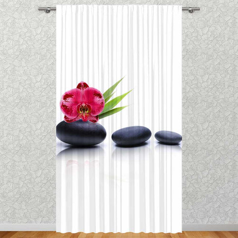 Schal mit Druckmotiv Schwarze Steine und Blüte BxH 135x245cm (blickdicht)