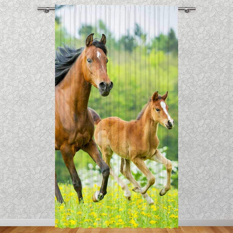 Schal mit Druckmotiv Stute und Fohlen BxH 135x245cm (blickdicht)