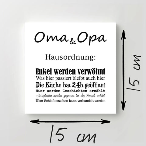 Holzschild "Oma Opa" bedruckt 15x15cm Deko