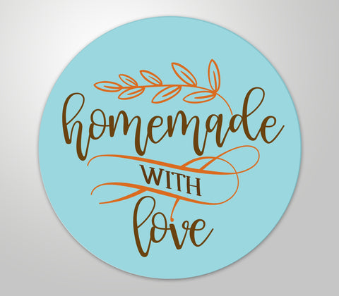 48x hochwertige Etiketten "homemade WITH love" rund hohe Klebekraft 4cm Aufkleber
